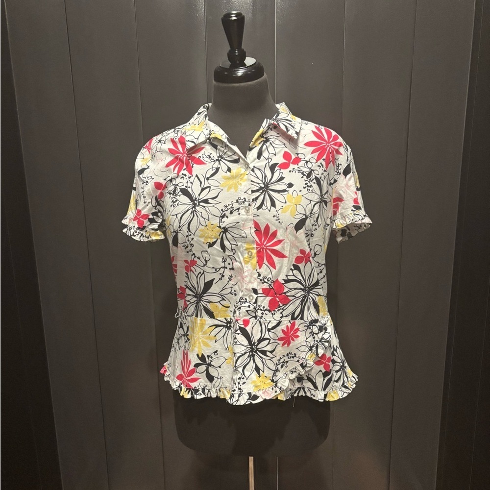 Oscar De La Renta Vintage 90’s floral button down.